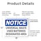 Signmission Universal Waste Used Batteries Designated Area, 18 in W x Rectangle, Plastic OS-2PACK-NS-P-1218-L-18774 - alternate 2